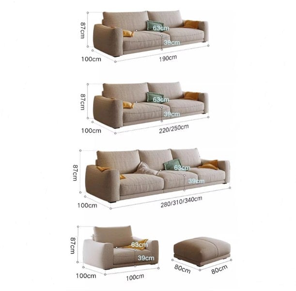 Caleb Modern Two Seater, Three Seater, Four Seater Sofa, Cotton Linen-Rit Concept-Rit Concept