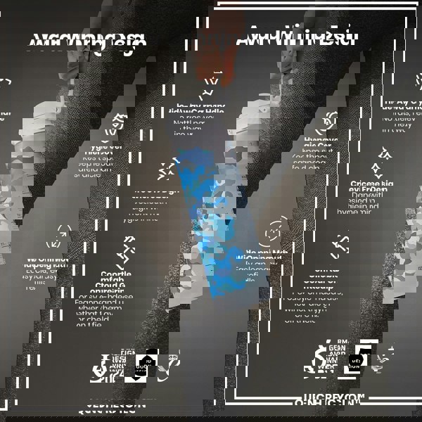 A person holds a water bottle; it has a camouflage pattern and multiple features for easy use and hygiene. Award-winning design. QUENCH RECYCLON™.