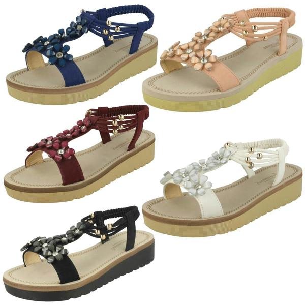 Savannah Ladies Savannah Flower Beaded Sandals