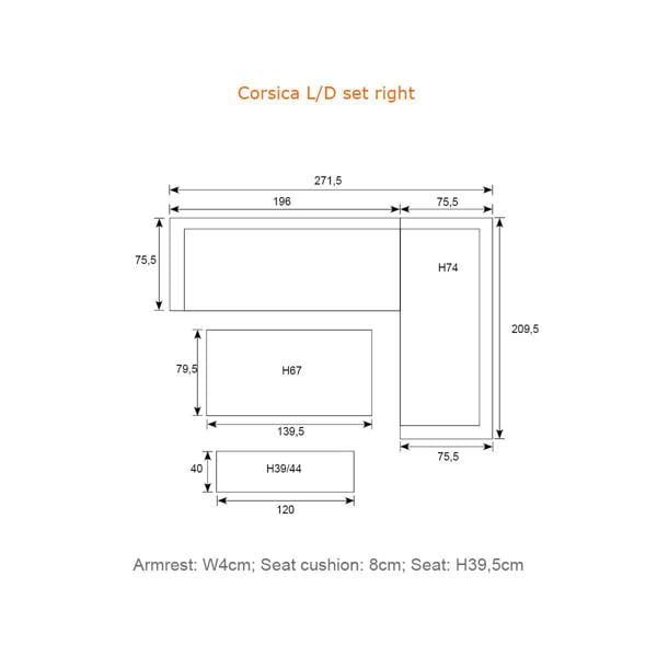 Garden Impressions Corsica Grey Cushions - Lounge & Dining Corner Sofa, with Table and Bench