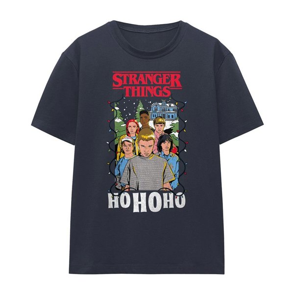 Stranger Things Womens Ho Ho Ho Christmas T-Shirt - Deep Navy