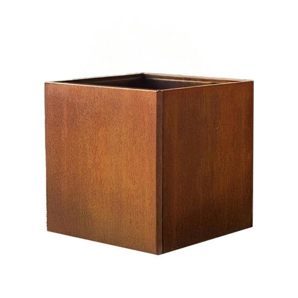 Nicoman Galvanised Steel Cube Metal Planter 50x50x50cm - Rust