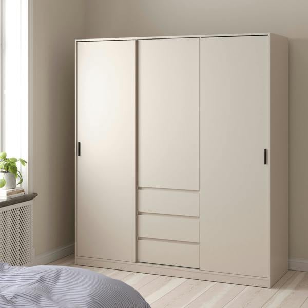 Furniture To Go Naia Wardrobe with 2 sliding Doors 1 Door 3 Drawers in Cashmere
