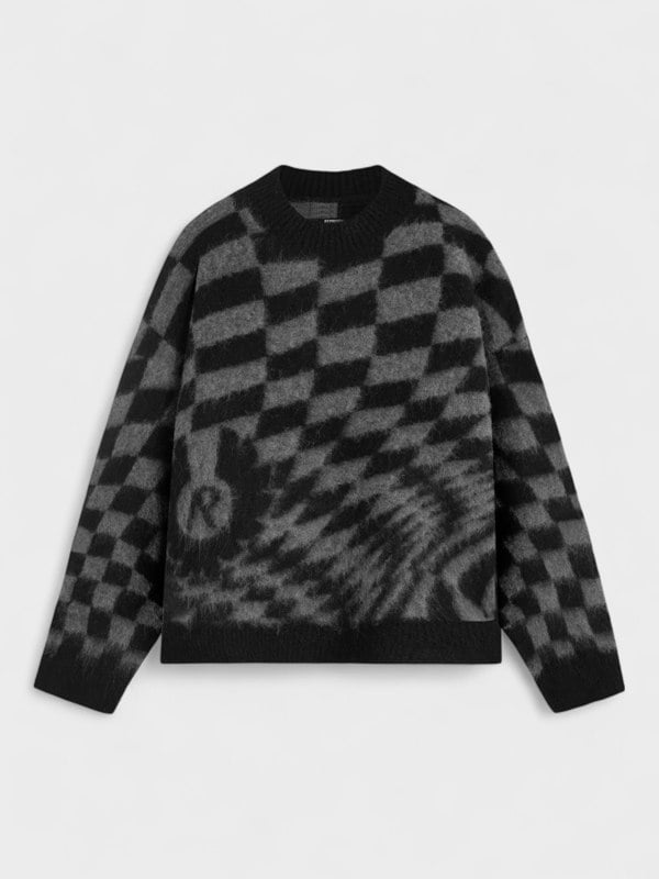 Represent X Belstaff Checkerboard Knit Sweater Shadow