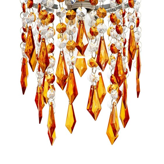 Happy Homewares Modern Waterfall Pendant Shade with Clear and Orange Acrylic Drops