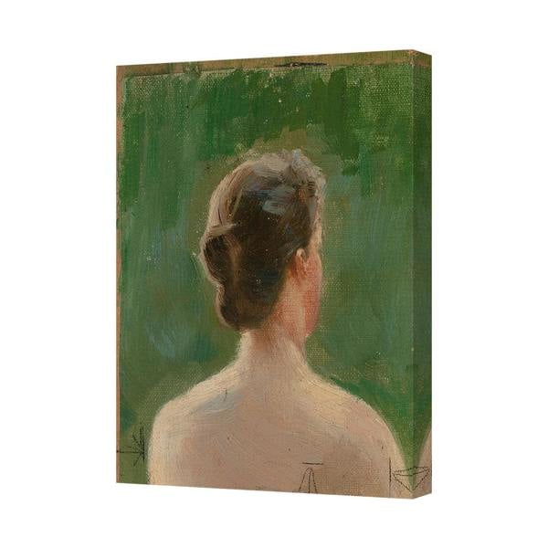 Benjamin Tate Design Canvas Wall Art Back View Portrait Of Woman In Green Background