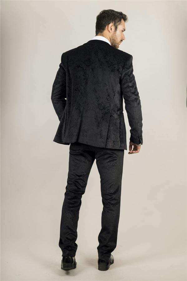 Infinity Leather Men's Black 3 Piece Velvet Wedding Tuxedo Formal Suit
