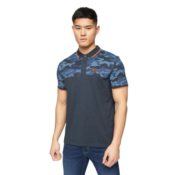 Crosshatch Mens Brightling Camo Polo Shirt - Navy
