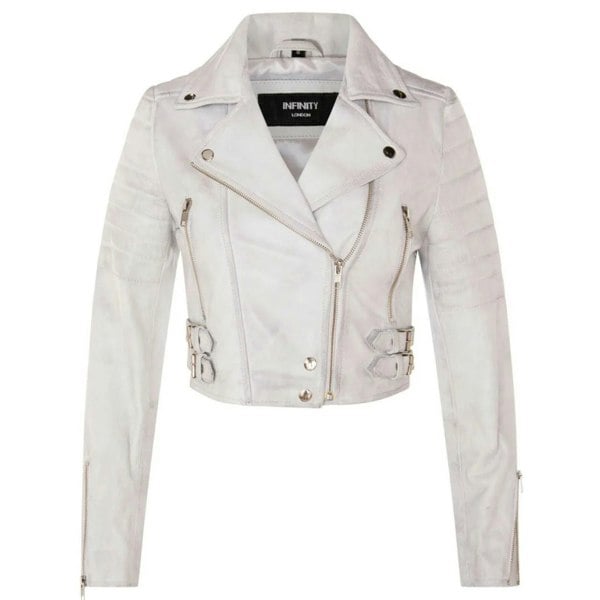 Infinity Leather Women's Real Leather Short Cropped Length Biker Jacket