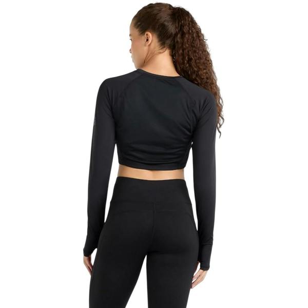 Umbro Womens/Ladies Bodycon Raglan Long-Sleeved Training Crop Top - Black - 
