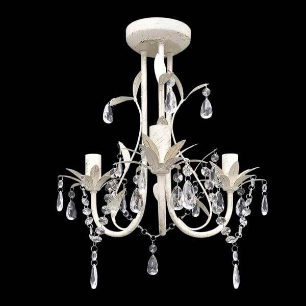 Berkfield Crystal Pendant Ceiling Lamp Chandelier Elegant White