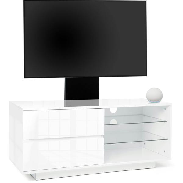 Homeology GALLUS Gloss White with 2- Drawers and 3-Sheves 32"-55" LED/LCD/Plasma Cabinet TV Stand with Mounting Arm