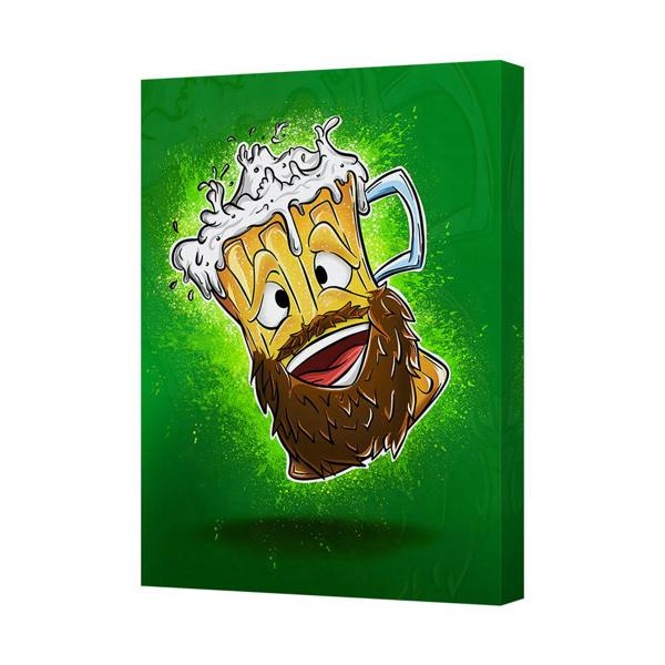 Benjamin Tate Design Beer Mug With Beard Cartoon Canvas Art Print Framed On Wooden Frame