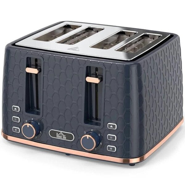 Toaster 4 slice, Toaster with 7 Browning Levels, High Lift, Reheat/Defrost/Cancel, Self-centring Function, Dark Blue