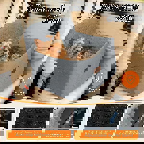 Skylos Pet Booster Dog Car Seat Safe Travel Carrier Bed Basket Puppy Washable