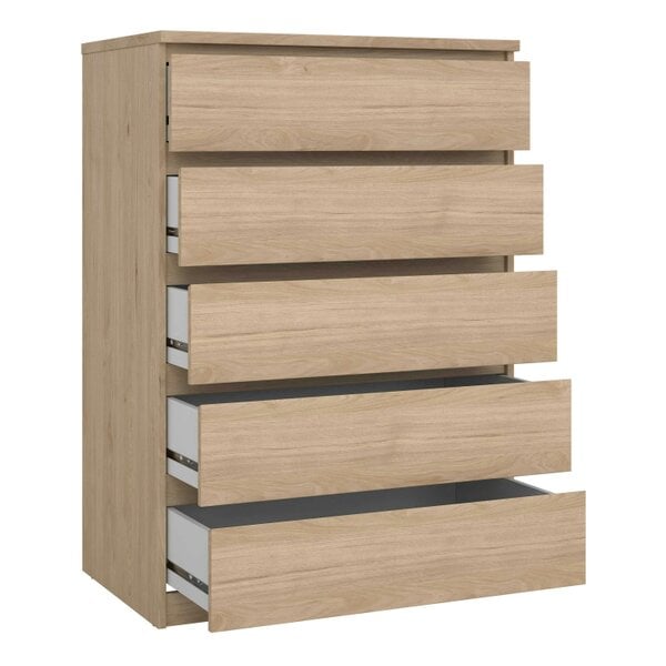 Wyld Haus Budapest Tall Natural Oak Effect Wooden Chest 5 Drawers