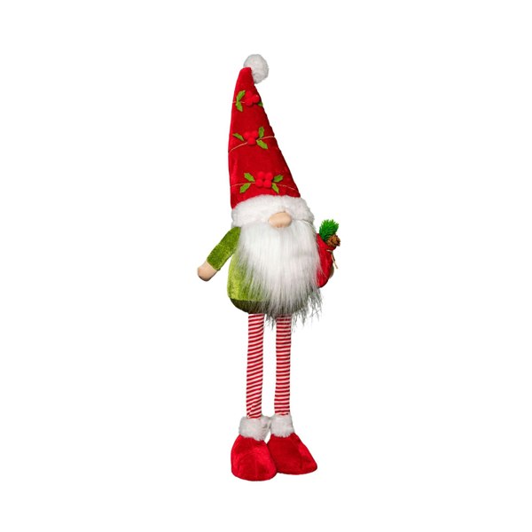 Samuel Alexander 71cm Standing Christmas Gonk with Santa Hat and Extendable Legs in Reg and Green