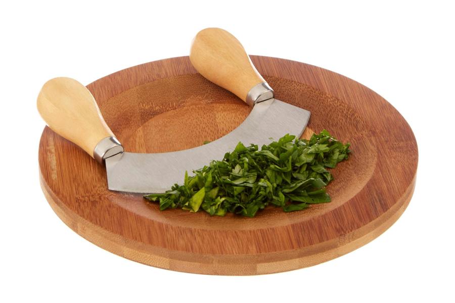 Maison by Premier Aleki Bamboo Board with Mezzaluna Herb Chopper