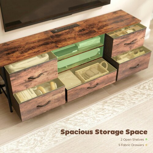 Wyld Haus Beladen 140cm Industrial Multi Storage TV Stand In Brown Grey And Black