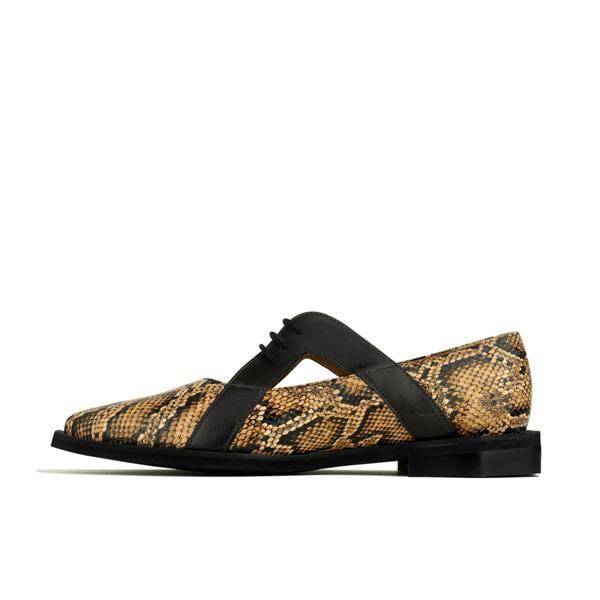 Embassy London Harlowe - Brown Snake - Women's cutout leather lace up shoe