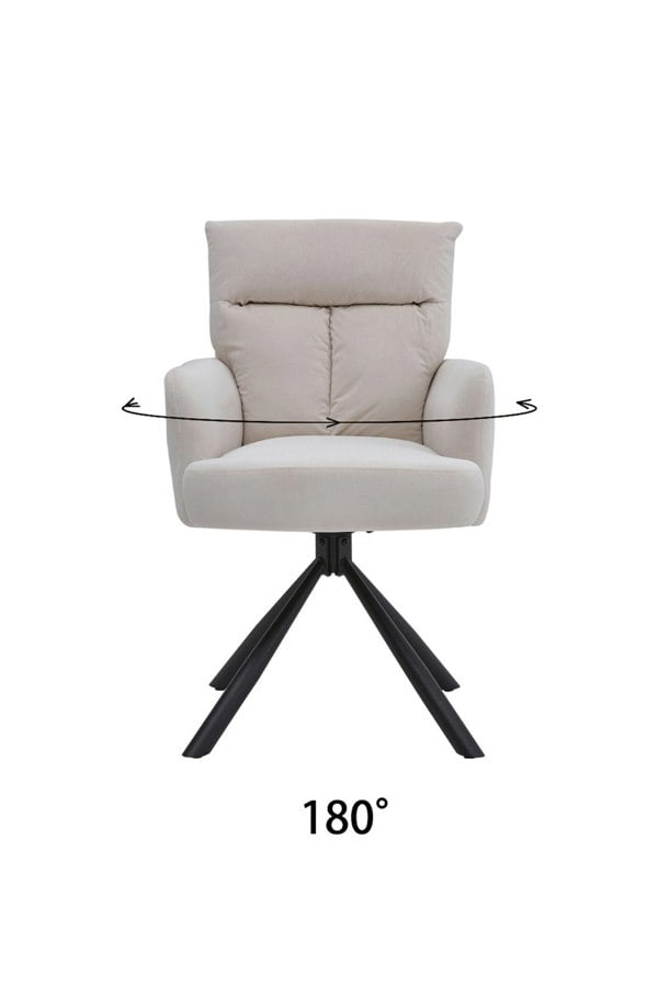 Living and Home Modern Upholstered Swivel Armchair with Black Legs