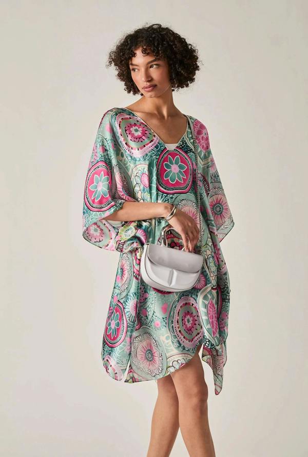 James Lakeland Turquoise Mandala Print Kaftan