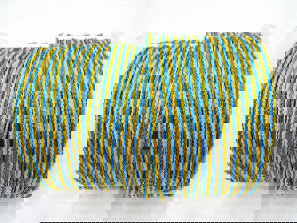 8MM x 100 Metre Blue/Yellow 16 Plait Single Braided PolyPropylene Rope - PP Hollow