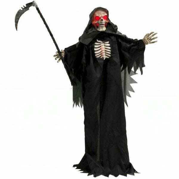 Bobobiy 170cm Life Size Animated Grim Reaper Halloween Decoration, Scary Halloween Animatronics Decor with Sound Touch Activated