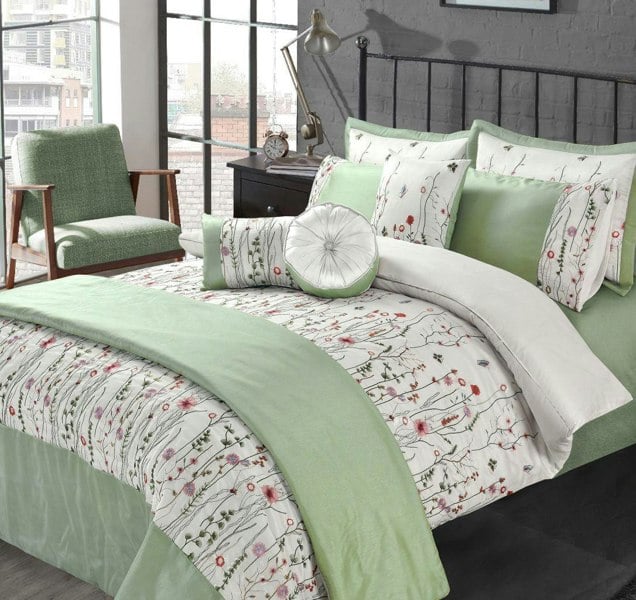HomeSpace Direct Arabella Green Duvet Cover Set