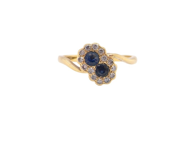 Vintage Tom A vintage Sapphire and Diamond cluster ring