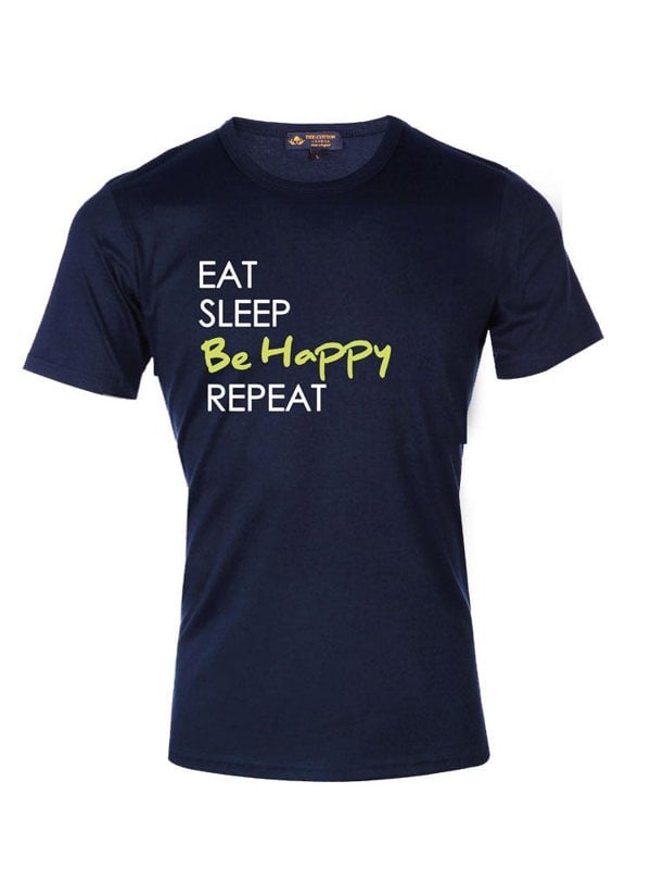 Supima Cotton Graphic 'Eat Sleep Repeat' Slogan T-shirt