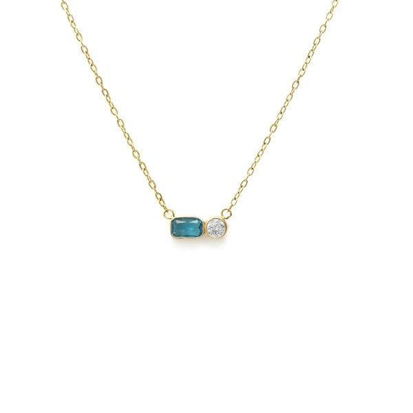 Say It With December Blue Topaz Birthstone Necklace - Yellow Gold Plated