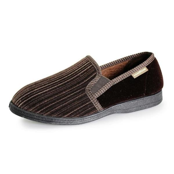 Goodyear Mens Calder Pinstripe Slippers - Brown - 