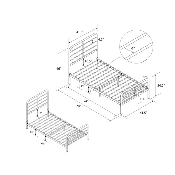 Dorel Home Millie Metal Bed Black - Single
