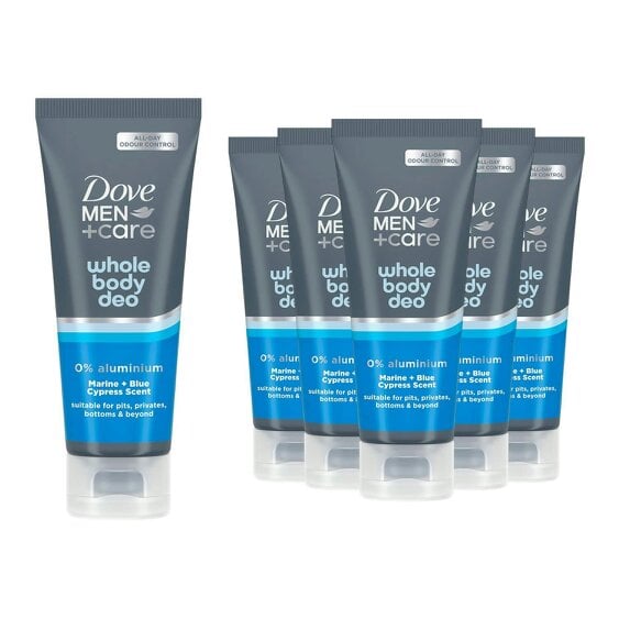 Dove Men+Care Whole Body Deodorant Cream Marine & Cypress 72H Protection, 6x75ml