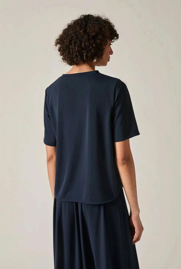 James Lakeland Navy Jersey Relaxed Top