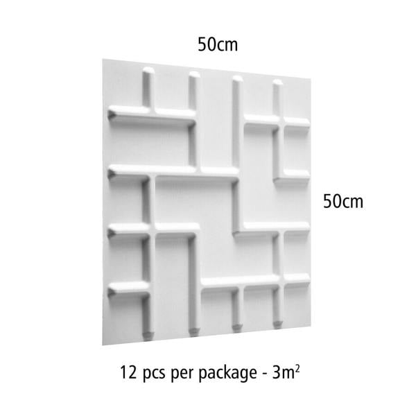 W3DP0012 - GA-WA16 Tetris Eco Friendly 3D Wall Panels Decorative Tiles - 50x50 cm - 12 Boards (for 3 sqm2)
