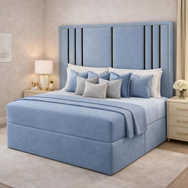 Great British Beds Valentina headboard with Contrast Border divan bed