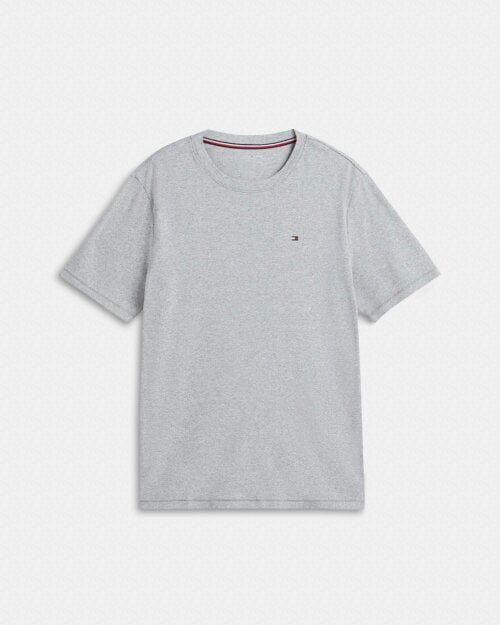 Tommy Hilfiger Short Jersey Print Mens Pyjama Set - White/Linear Flag Grid