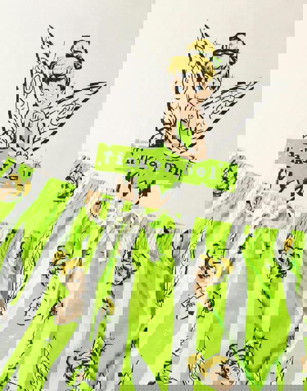 Disney Womens White Tinkerbell Short Sleeve Long Leg Pyjama Set