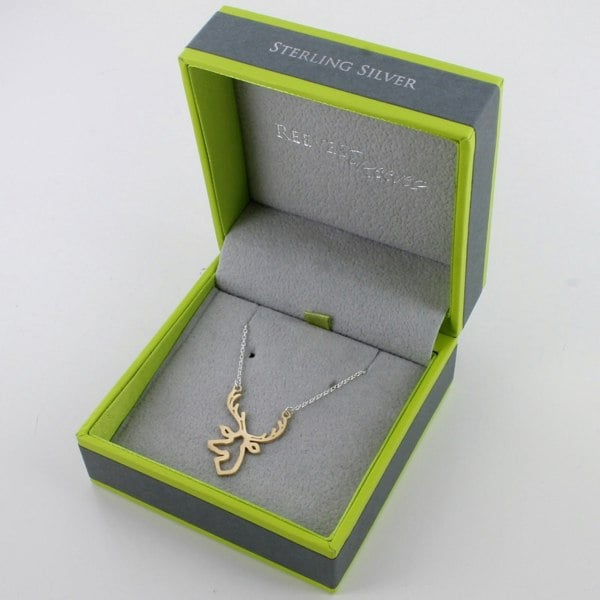 Sterling Silver Golden Stag Silhouette Necklace - Reeves & Reeves