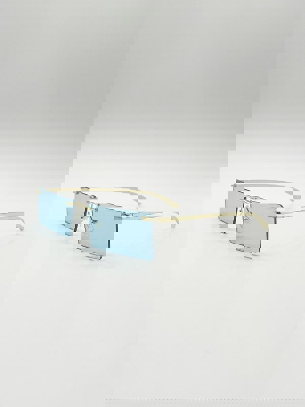 SVNX Frameless Rectangle Sunglasses in Pale Blue