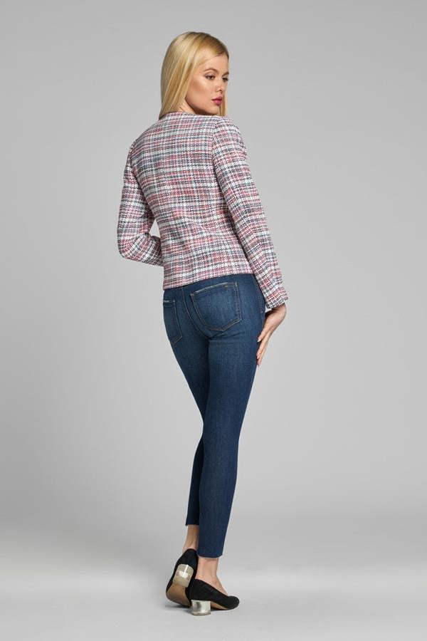 Rumour London Camille tweed jacket in blue, red and white