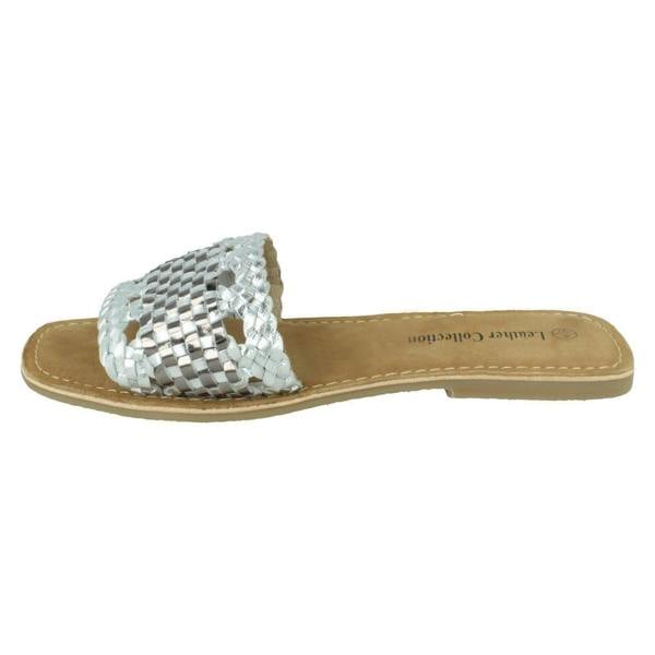 Leather Collection Ladies Leather Collection Flat Weave Mules F00272