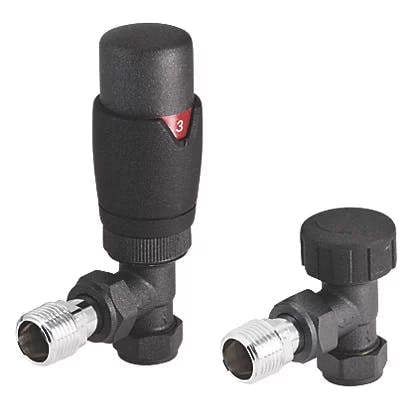 Flode Anthracite Angled Thermostatic Radiator Valve Pack
