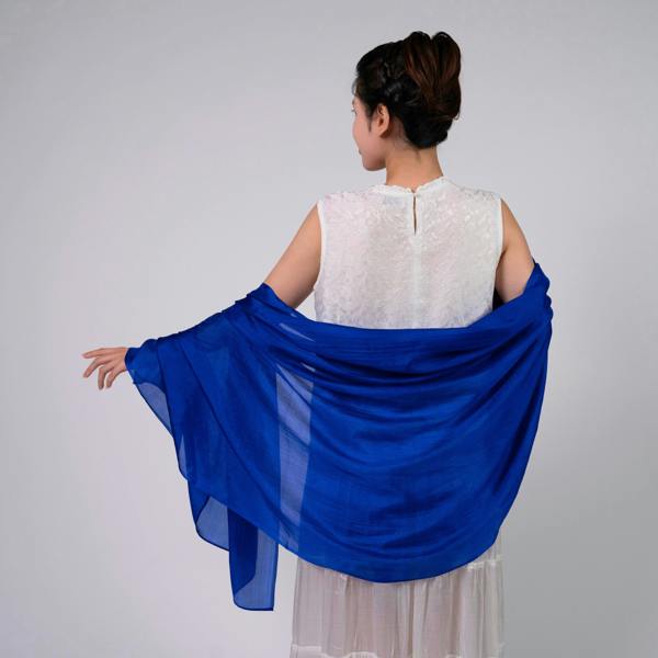 Royal Blue Silk Scarf – Hand-Dyed Mulberry Silk, Eid & Evening Wrap