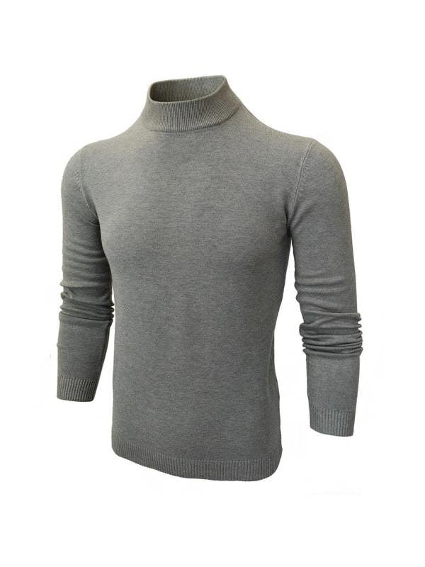 Grey High Neck Slim Fit Jumper