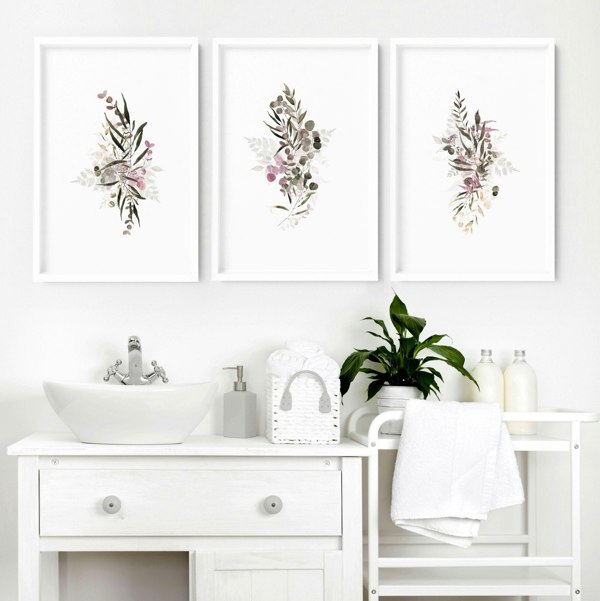 Boho Chic wall art prints | set of Bathroom wall decor