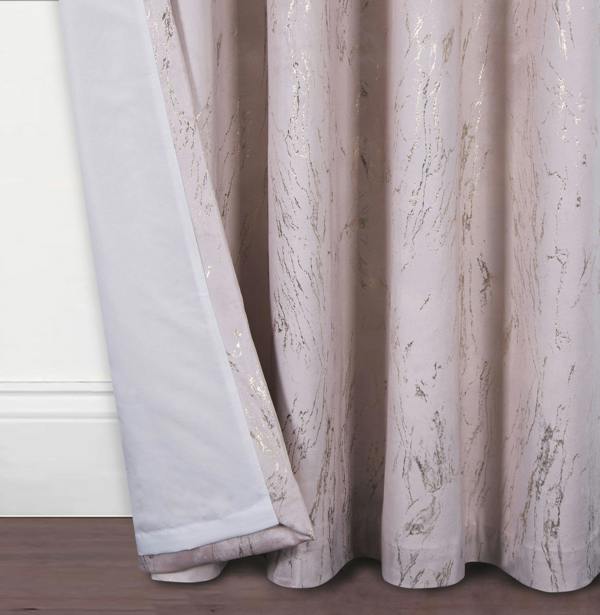 Smart Living Marble Effect Velvet Eyelet Curtain - Blush