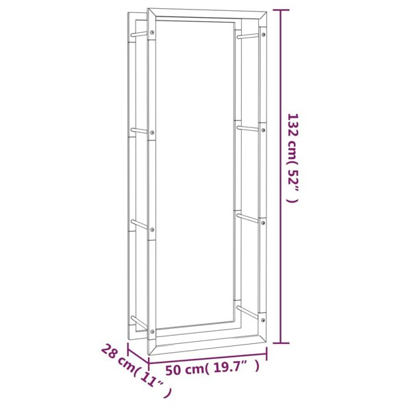Berkfield Firewood Rack Matt Black 50x28x132 cm Steel